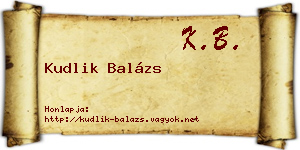 Kudlik Balázs névjegykártya